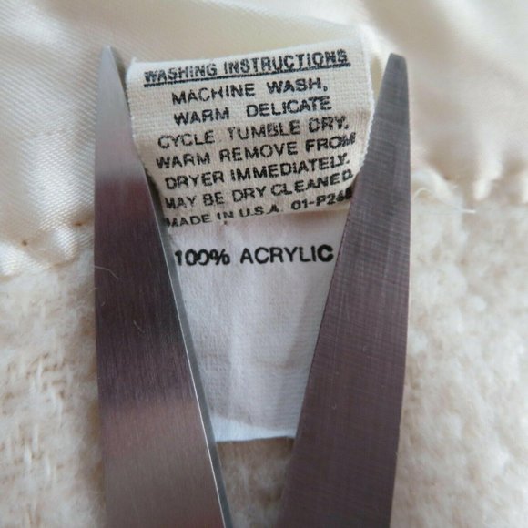 Vintage Acrylic Blanket Satin Trim Beige 86 x 64 Twin Double USA Made - Picture 5 of 11